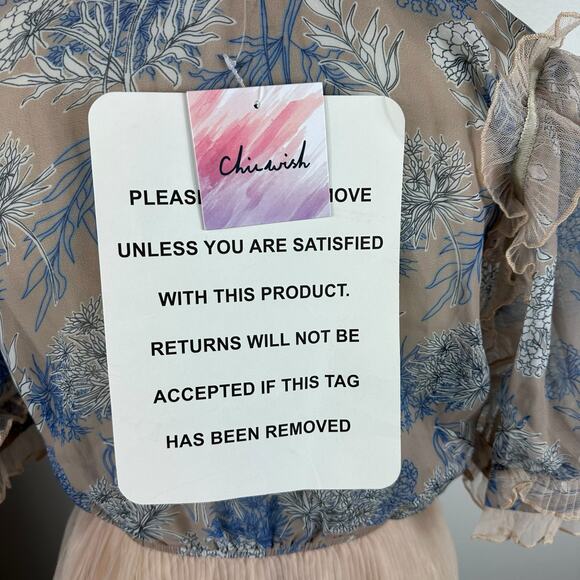 CHICWISH We Know It All Gradient Pleated Mesh Tulle Dress Women's Size Small NWT - Picture 5 of 10